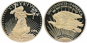 United States of America, Medallion, Large Gold Gilt Silver Half Pound (in weight), 226.5g