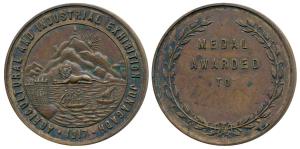 Junagadh Agricultural and Industrial Exhibition 1917, Copper Medal, obv. a lion seated lef