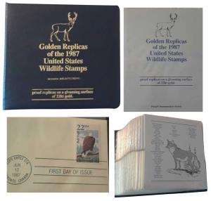 Golden Replicas of 1987 United States of America Wildlife Stamps, Set of 50 Covers in an A