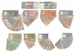 Assorted lot, Rupee1 (20), Rupees 2 (6), Rupees 5 (12), Rupees 10 (10), Rupees 20 (8), Rup
