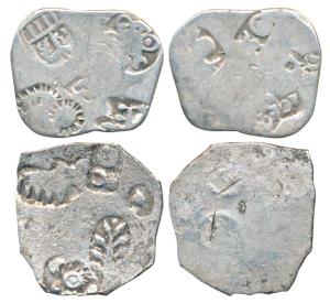 Punch Marked, Imperial Magadha series (c. 600-400 BC), Silver Karshapana, 2.72g, five symb