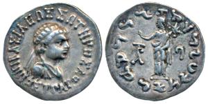 Indo-Greek Kingdom, Hippostratos Soter (c. 65-55 BC), Silver Tetradrachm, 9.63g, obv. diad