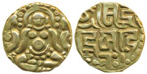 Kalachuris of Tripuri, Gangeya Deva (1015-1040 AD), Gold 4 ½ Masha, 3.93g, obv. Goddess La