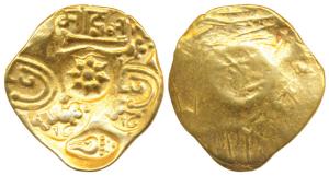 Yadavas of Devagiri, Bhillama V (c. 1185-1193 AD), Gold Padma Tanka, 3.71g, Punch-marked t