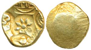 Yadavas of Devagiri, Ramachandra Deva, Gold Gadyana / Padma Tanka, 3.82g, Punch-marked typ