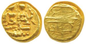 Vijayanagar Empire, Devaraya I, Gold Pagoda, 3.35g, Shiva-Parvati seated, Siva holding ant
