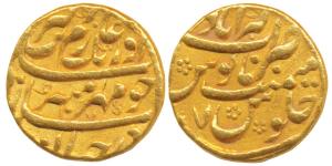 Aurangzeb (AH 1068-1118; 1658-1707 AD), Gold Mohur, 10.9g, Akbarabad Mint, RY 7, without m