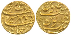 Aurangzeb, Gold Mohur, 11.04g, Surat Mint, (KM 315.45). Extremely Fine.