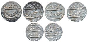 Shah Alam Bahadur, Farrukhsiyar, Muhammad Shah, Silver Rupee (3), Surat Mint, the last AH 