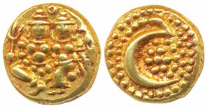 Haider Ali (AH 1174-1197; AD 1761-1782), Gold Pagoda, 3.40g, obv. Shiva and Parvati seated