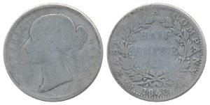 Victoria Queen, Silver ½ Rupee, 1840, divided legend, Calcutta Mint, Mule, WW incuse, rev.