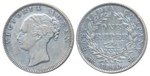 Victoria Queen, Silver Rupee, 1840, continuous legend, Madras Mint, English Head, S incuse