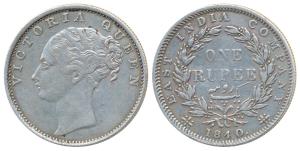 Victoria Queen, Silver Rupee, 1840, continuous legend, Calcutta Mint, Mule, English Head w