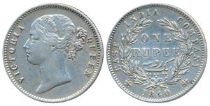 Victoria Queen, Silver Rupee, 1840, divided legend, Calcutta / Bombay Mint, WW raised, Un-