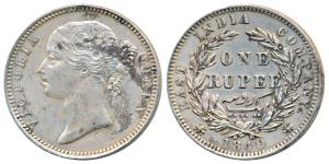 Victoria Queen, Silver Rupee, 1840, divided legend, Madras Mint, WWB raised, dot after B, 