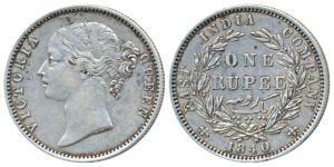 Victoria Queen, Silver Rupee, 1840, divided legend, Madras Mint, WWR raised, dot after B, 