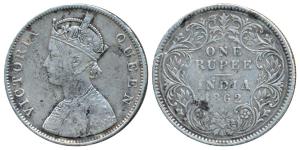 Victoria Queen, Silver Rupee, 1862, Calcutta Mint, B / III, 150 ridges, 30.6 mm, (Prid 60)