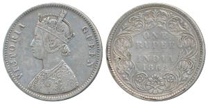 Victoria Queen, Silver Rupee, 1862, Calcutta Mint, A / III, without crescent, (Prid 65). V