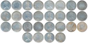 Victoria Queen, Silver Rupee, 1862 (14), Bombay Mint, an Assorted lot of different dot var
