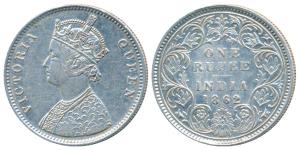 Victoria Queen, Silver Rupee, 1862, Bombay Mint, A / I / 0 / 4, (Prid 78). Very Fine+, Sca