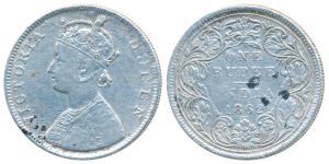 Victoria Queen, Silver Rupee, 1862, Bombay Mint, B / II / 2 / 4, One smaller dot added lat