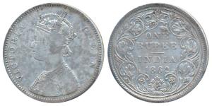 Victoria Queen, Silver Rupee, 1862, Bombay Mint, A / II / 0 / 9, (Prid 92). Fine, Very Rar