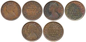 Victoria Empress, Copper ¼ Anna, 1899, 1900 and 1901, Calcutta Mint, (Prid 632, 633 & 634)