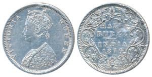 Victoria Queen, Silver ½ Rupee, 1876, Bombay Mint, B2 / II / dot, (Prid 287). Very Fine, R
