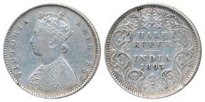 Victoria Empress, Silver ½ Rupee, 1893, Calcutta Mint, A / I / C incuse, (Prid 277). About