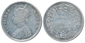 Victoria Queen, Silver Rupee, 1875, Bombay Mint, C1 / II / dot, (Prid 144). Very Fine+, Ra