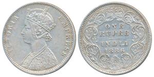 Victoria Empress, Silver Rupee, 1886, Calcutta Mint, C4 / I / C incuse, C4 is a recently d