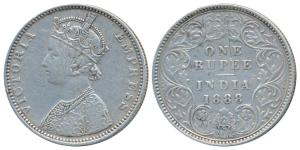 Victoria Empress, Silver Rupee, 1888, Bombay Mint, C2 / I / B incuse, inverted B, (Prid 17