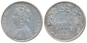 Victoria Empress, Silver Rupee, 1897, Bombay Mint, C2 / I / B incuse, (Prid 183). Very Fin