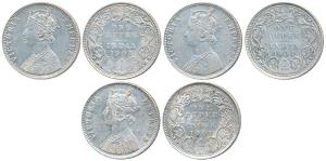 Victoria Empress, Silver Rupee, 1901, Calcutta Mint, C3 / I / C incuse; Bombay Mint, C5 / 