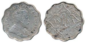 Edward VII, Cupro-Nickel Anna, 1908, Bombay Mint, B incuse, (Prid 927). Very Fine+, Scarce