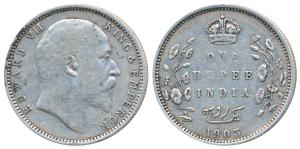 Edward VII, Silver Rupee, 1903, Bombay Mint, B raised below the cross pattee and without d