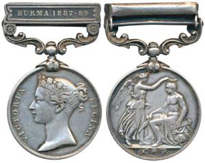 Indian General Service, Silver Medal, 1854-1895, Queen Victoria, Burma 1885-7 bar, awarded