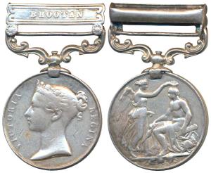 Indian General Service, Silver Medal, 1854-1895, Queen Victoria, Bhootan bar, awarded to n