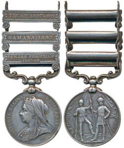 India Medal, Victoria, Silver, Punjab Frontier 1897-98, Samana 1897 and Tirah 1897-98, 3 b