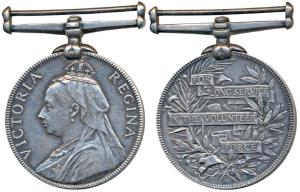 For Long Service in the Volunteer Force Medal, Victoria, Silver, unnamed (MYB 232). Extrem