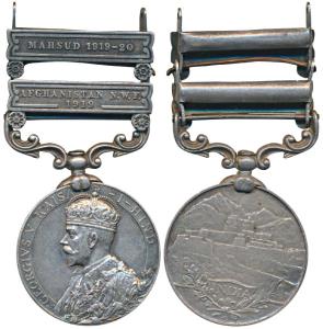 India General Service Medal, George V, Silver, 2 bars, Afghanistan North West Frontier 191