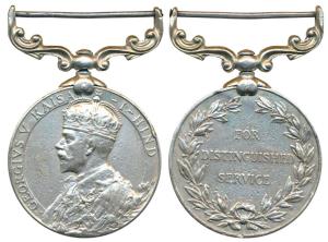Indian Distinguished Service Medal, George V, Silver, rev. For Distinguished Service in a 