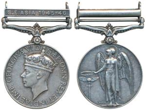 General Service Medal, George VI, Silver, South East Asia 1945-46 bar, awarded to 4559 Bag