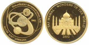 Wonders of the World Series, Taj Mahal, Gold Medallion, 10g, private issue by Gold Quest, 