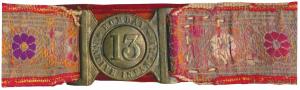 Bombay Native Infantry Belt, with original Jari work and Brass Belt buckle. In nice overal