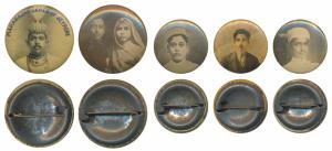 Black & White photo badge of The Maharajah Saheb of Jeypore (Jaipur) and others probably l