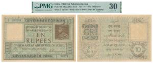 George V, Rupees 10, 1st issue, 1925, signed H Denning, prefix C, serial number in top lef