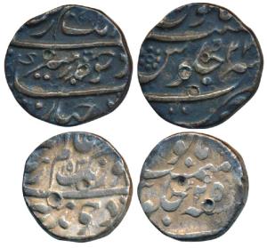 Aurangzeb (AH1068-1118; 1658-1707AD), Silver ½ Rupee(2), Surat Mint, 5.36g, AH 1091/22, wi