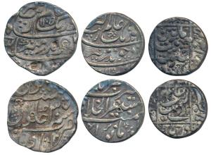 Aurangzeb, Silver Rupee (3), Itawa Mint, AH 1105/37; Junagarh / Junagadh Mint, legend with