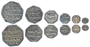 Gaurinatha Simha (SE1702-1708; 1780-1796AD), Silver Rupee, ½, 1/8, 1/16, 1/32, the first w